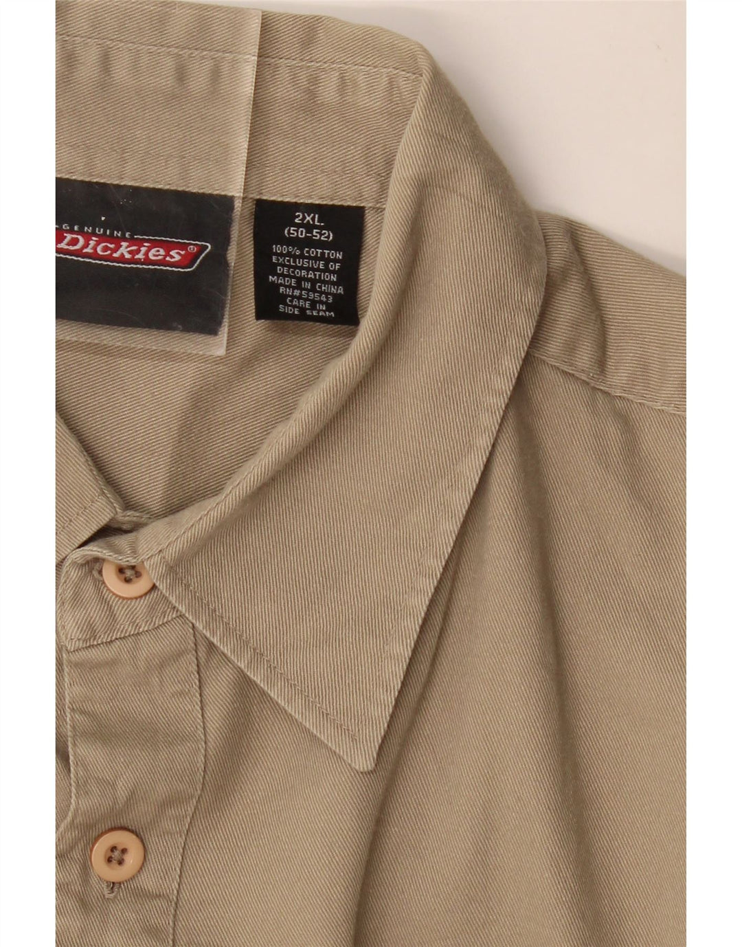 Koszula męska z krótkim rękawem DICKIES 2XL, beżowa, bawełniana z blokami kolorów