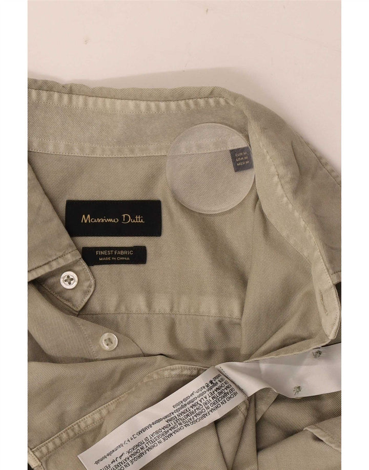 Koszula męska Massimo Dutti, średnia bawełna khaki
