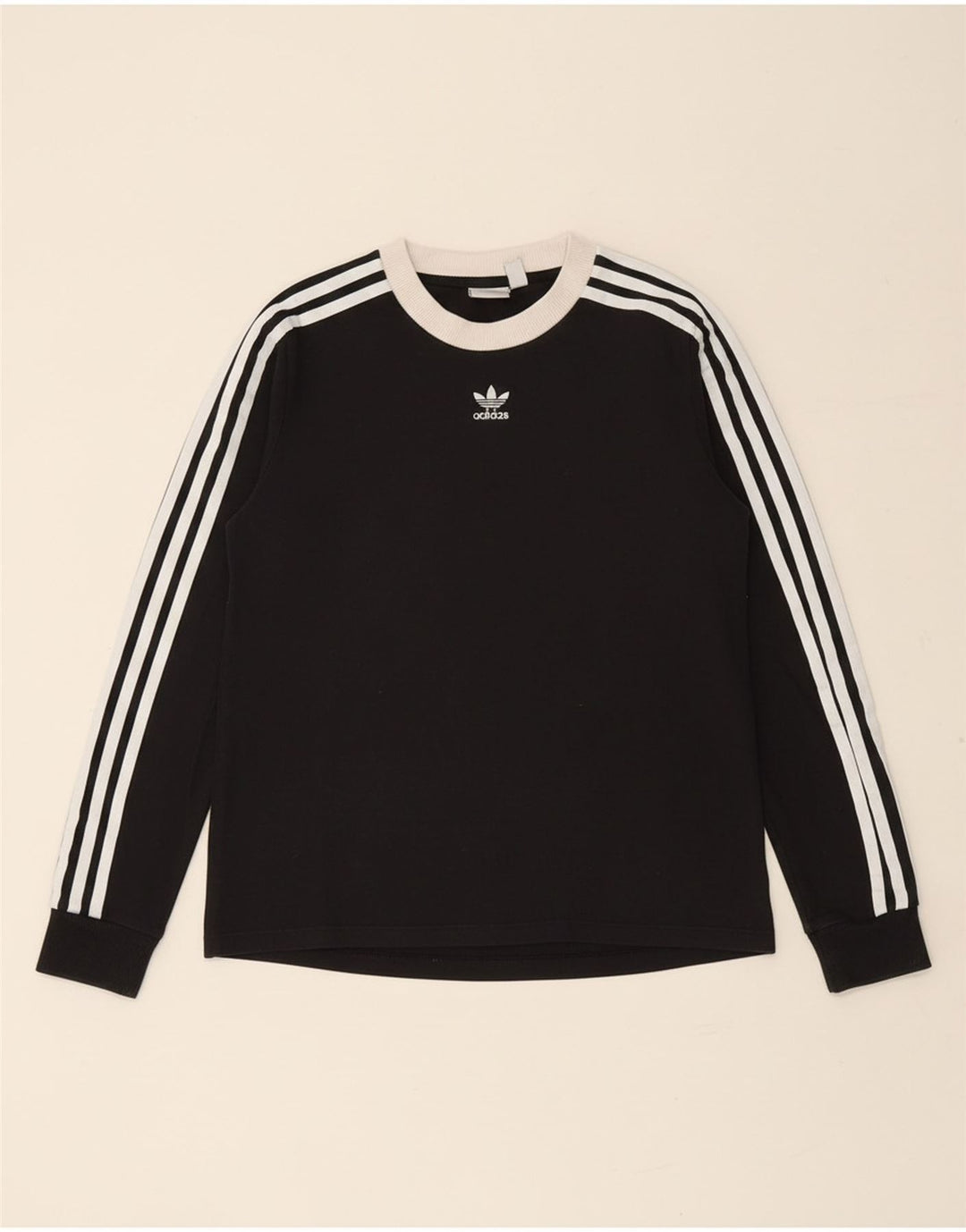 ADIDAS Womens Top Long Sleeve UK 10 Small  Black Cotton