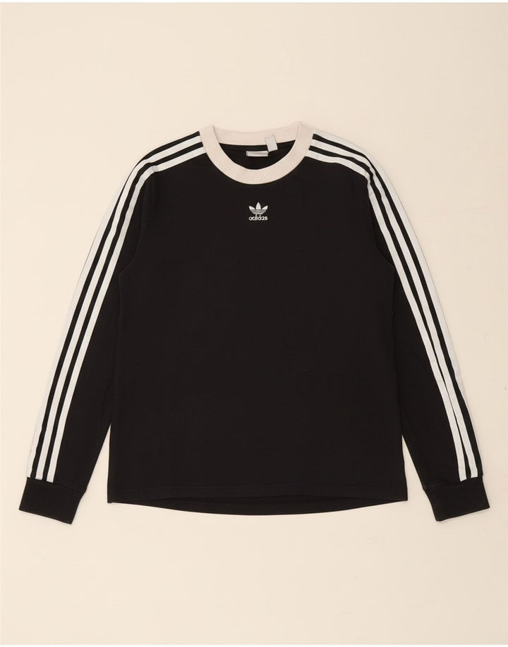 ADIDAS Womens Top Long Sleeve UK 10 Small  Black Cotton