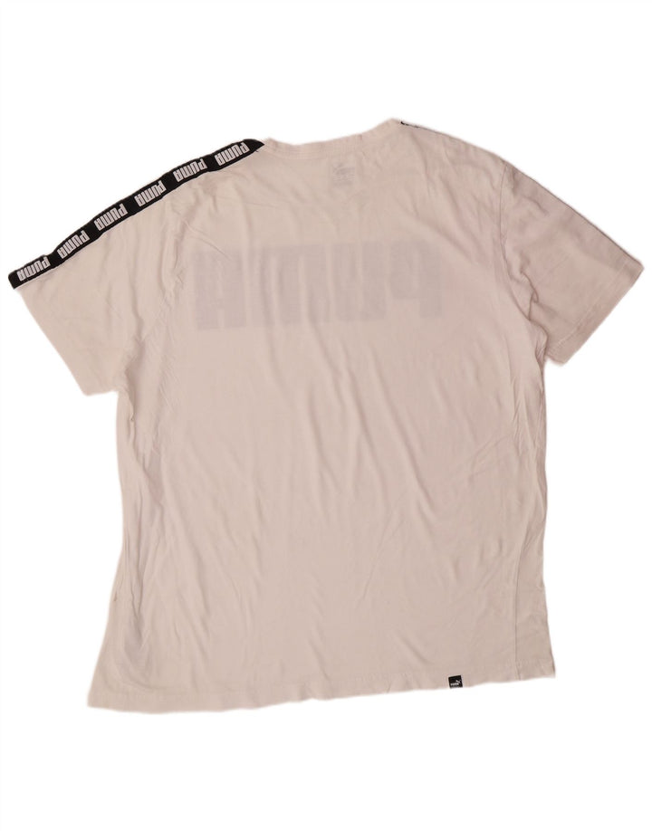 Męski T-shirt z grafiką PUMA, top 2XL, biała bawełna