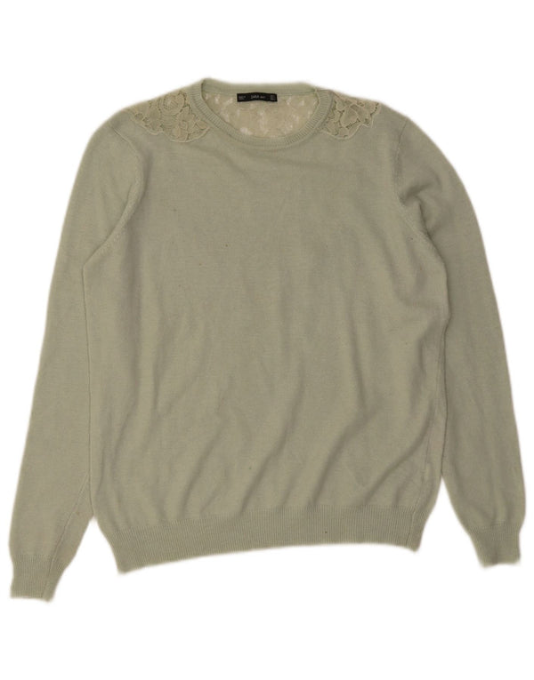 Sweter damski Zara z okrągłym dekoltem UK 14, duży zielony