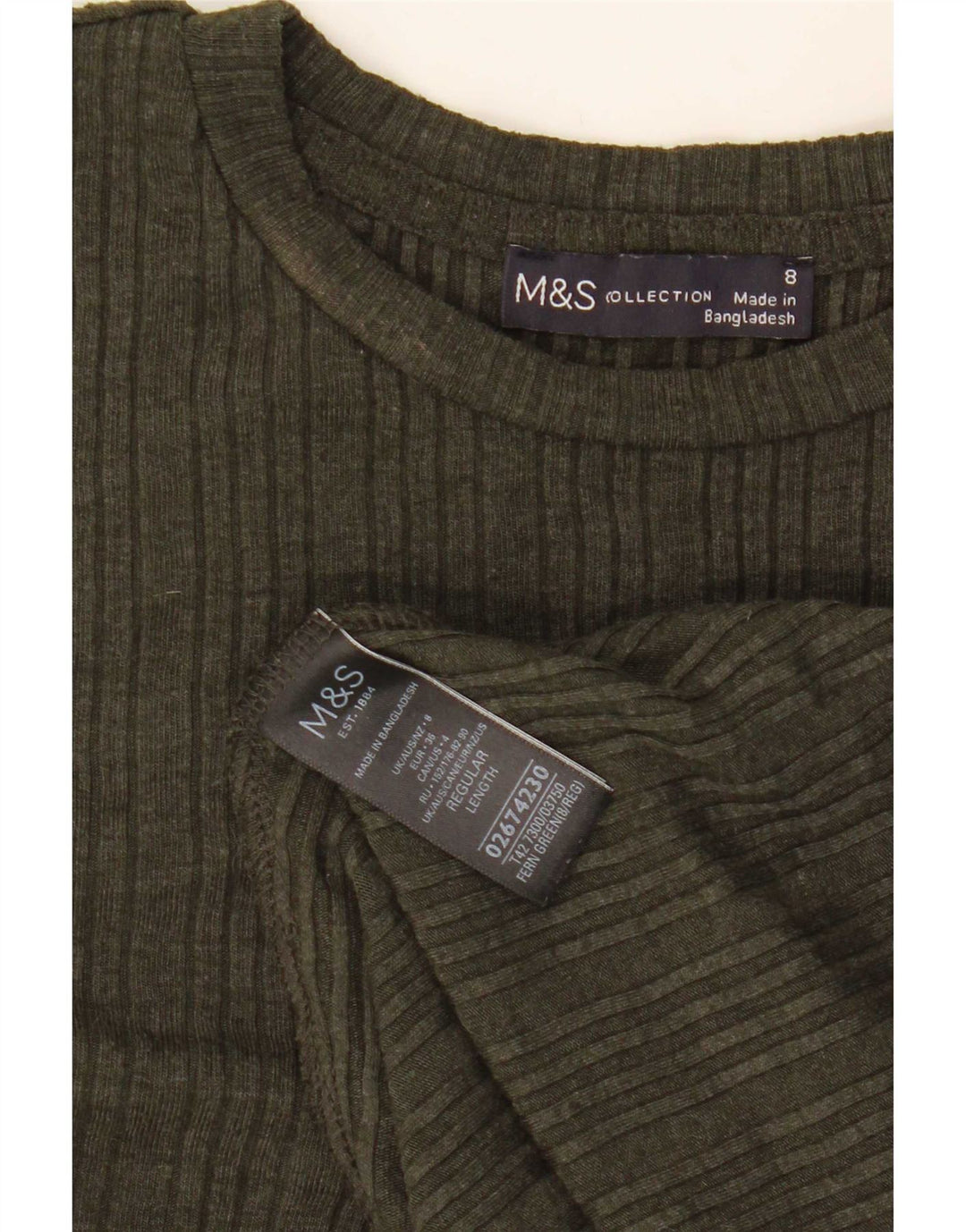 Marks & Spencer Damska sukienka o linii A z długim rękawem, UK 8, mała, khaki, poliester