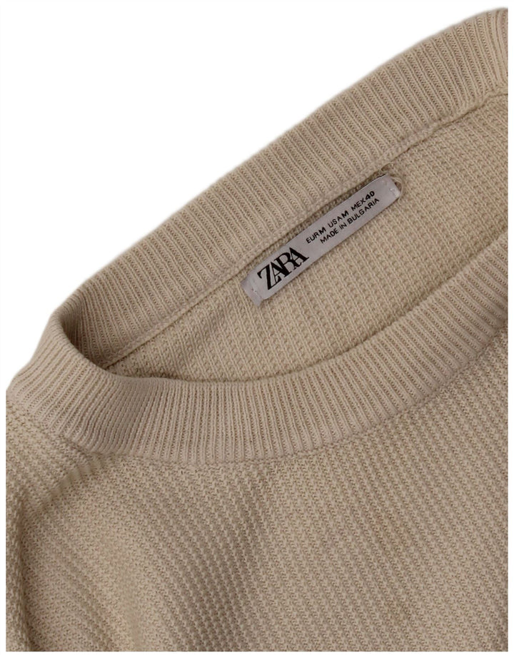Męski sweter Zara z okrągłym dekoltem, średni beż