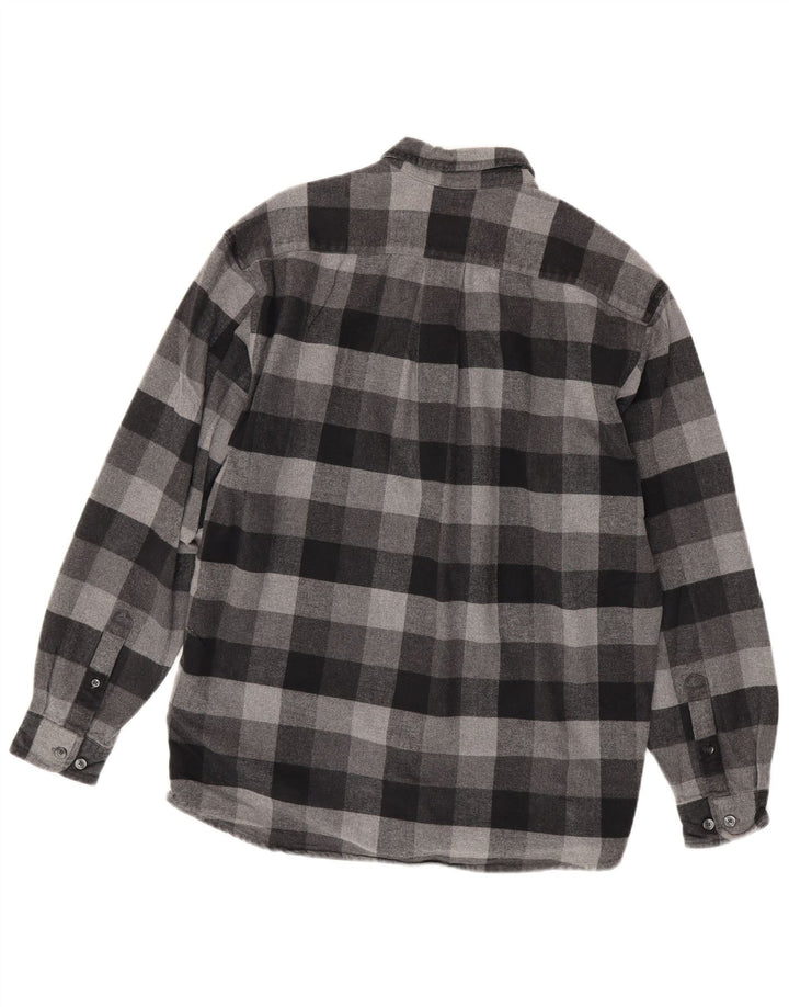 Męska koszula flanelowa Eddie Bauer, średnia szara bawełna w kratkę