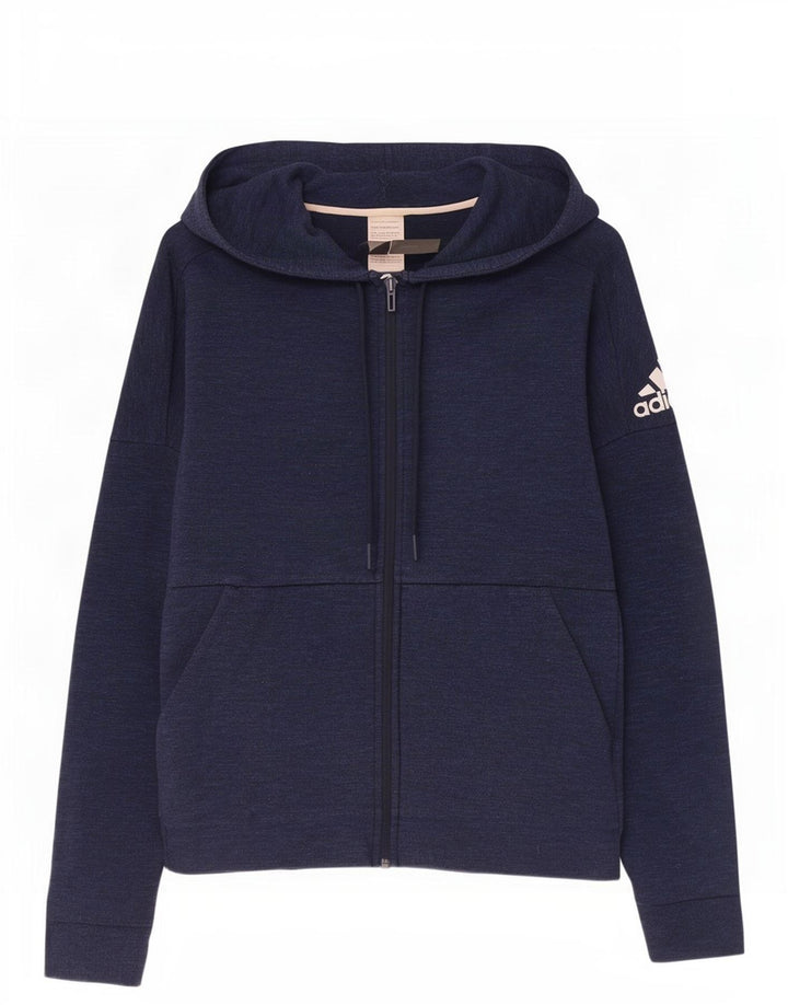 Adidas Męski sweter z kapturem i zamkiem błyskawicznym, średni granatowy, bawełniany