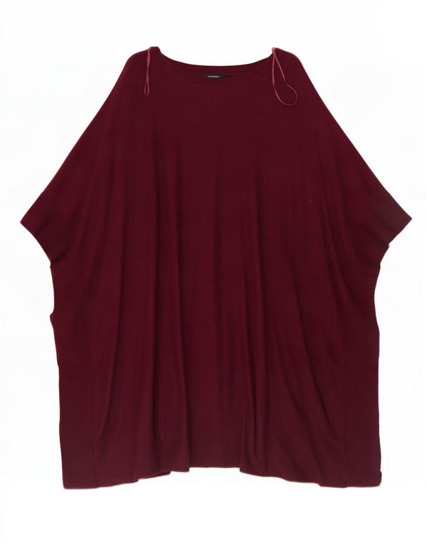 Marks & Spencer Damski sweter poncho z autografem, UK 20/22 2XL, bordowy