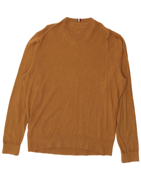 Męski sweter z okrągłym dekoltem Tommy Hilfiger 2XL, brązowa bawełna