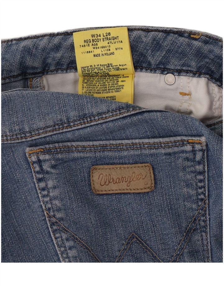 Damskie proste dżinsy Wrangler W34 L28 Niebieskie bawełniane