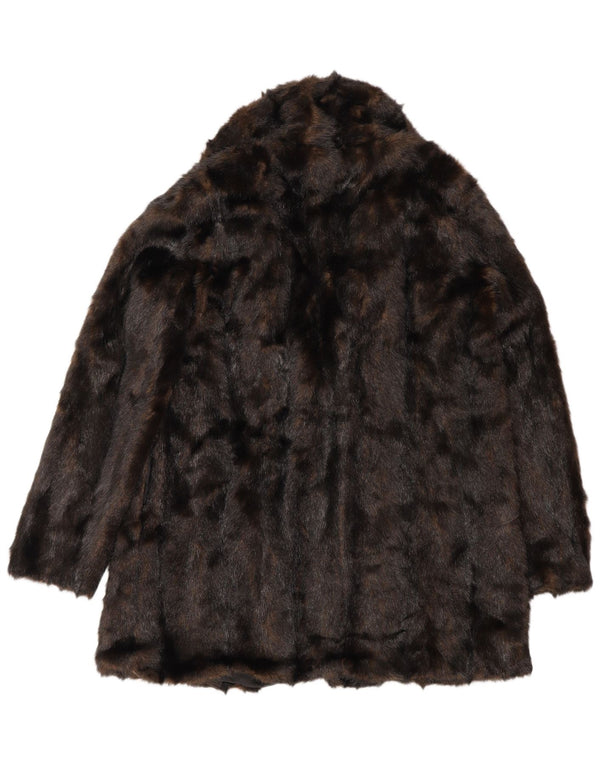 Zara Damski płaszcz oversize ze sztucznego futra UK 10, mały, brązowy, poliestrowy, zimowy
