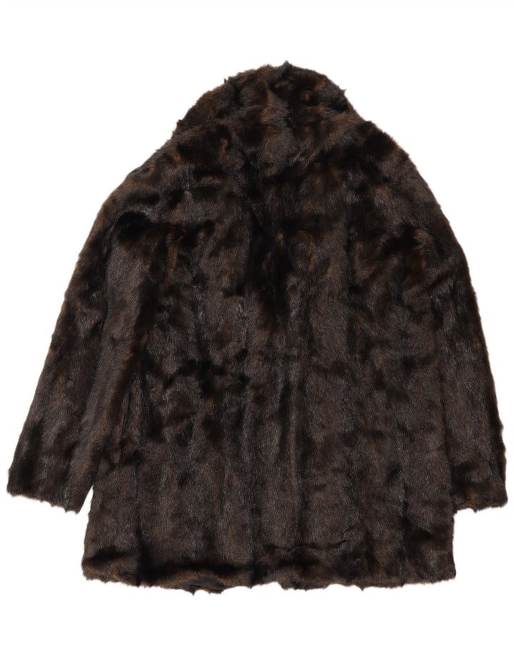 Zara Damski płaszcz oversize ze sztucznego futra UK 10, mały, brązowy, poliestrowy, zimowy