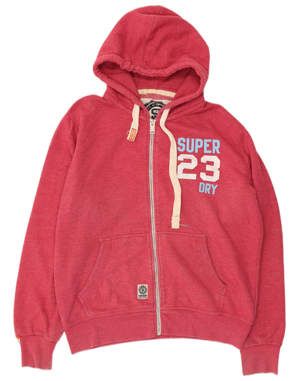 SUPERDRY Męski sweter z kapturem i zamkiem błyskawicznym, 2XL, czerwony, bawełniany