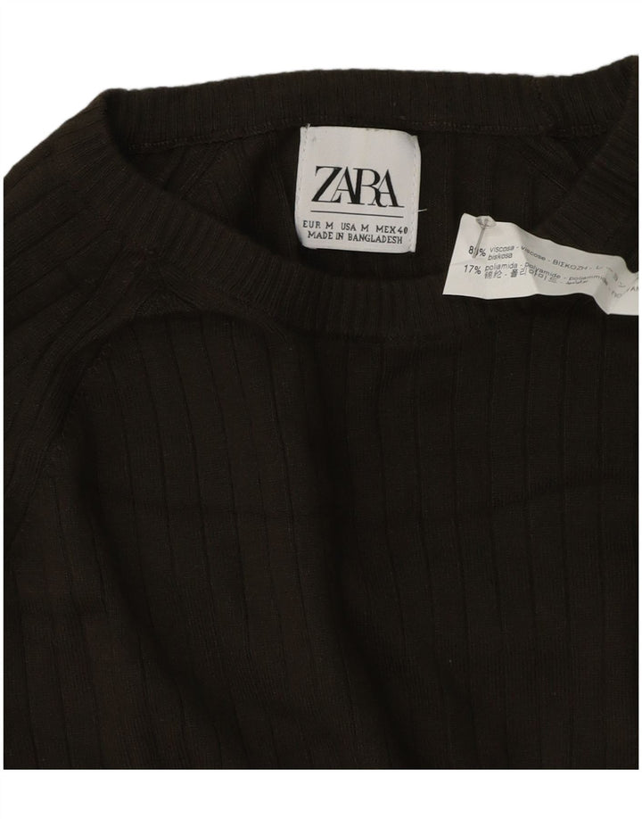 Męski sweter z okrągłym dekoltem Zara, średnio zielona wiskoza