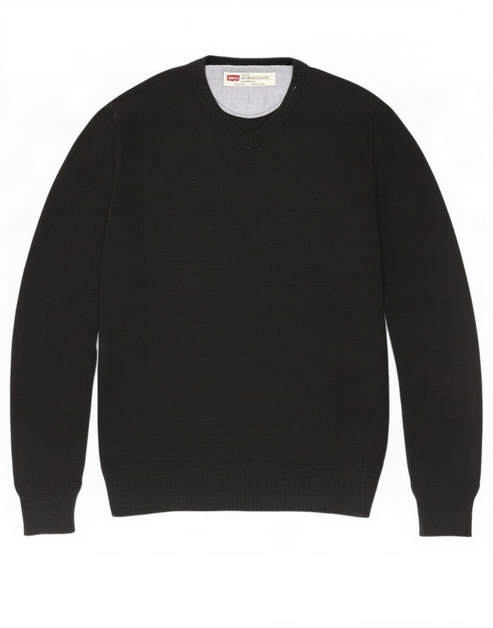 Męski sweter Levi's Slim Fit z dekoltem w kształcie litery V, mały, czarny