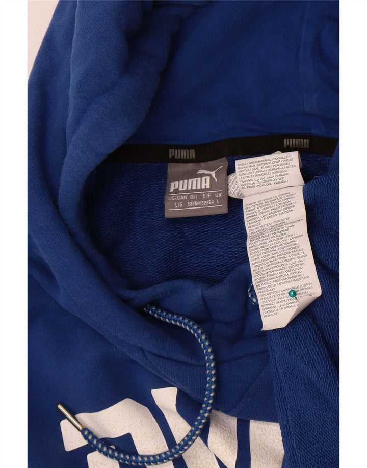 Męski sweter z kapturem Puma z grafiką, duży, niebieski, bawełniany