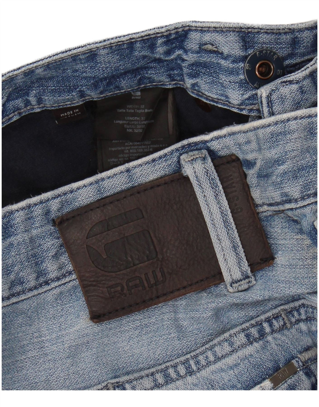 G-STAR Mens Straight Jeans W32 L32 Blue Cotton