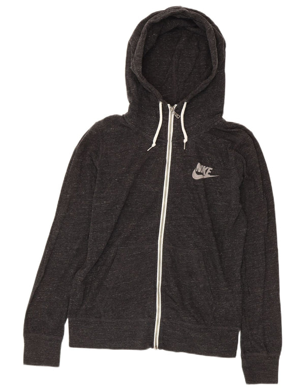 Damski sweter z kapturem i zamkiem błyskawicznym Nike UK 16, duży, szary, nakrapiany, bawełniany