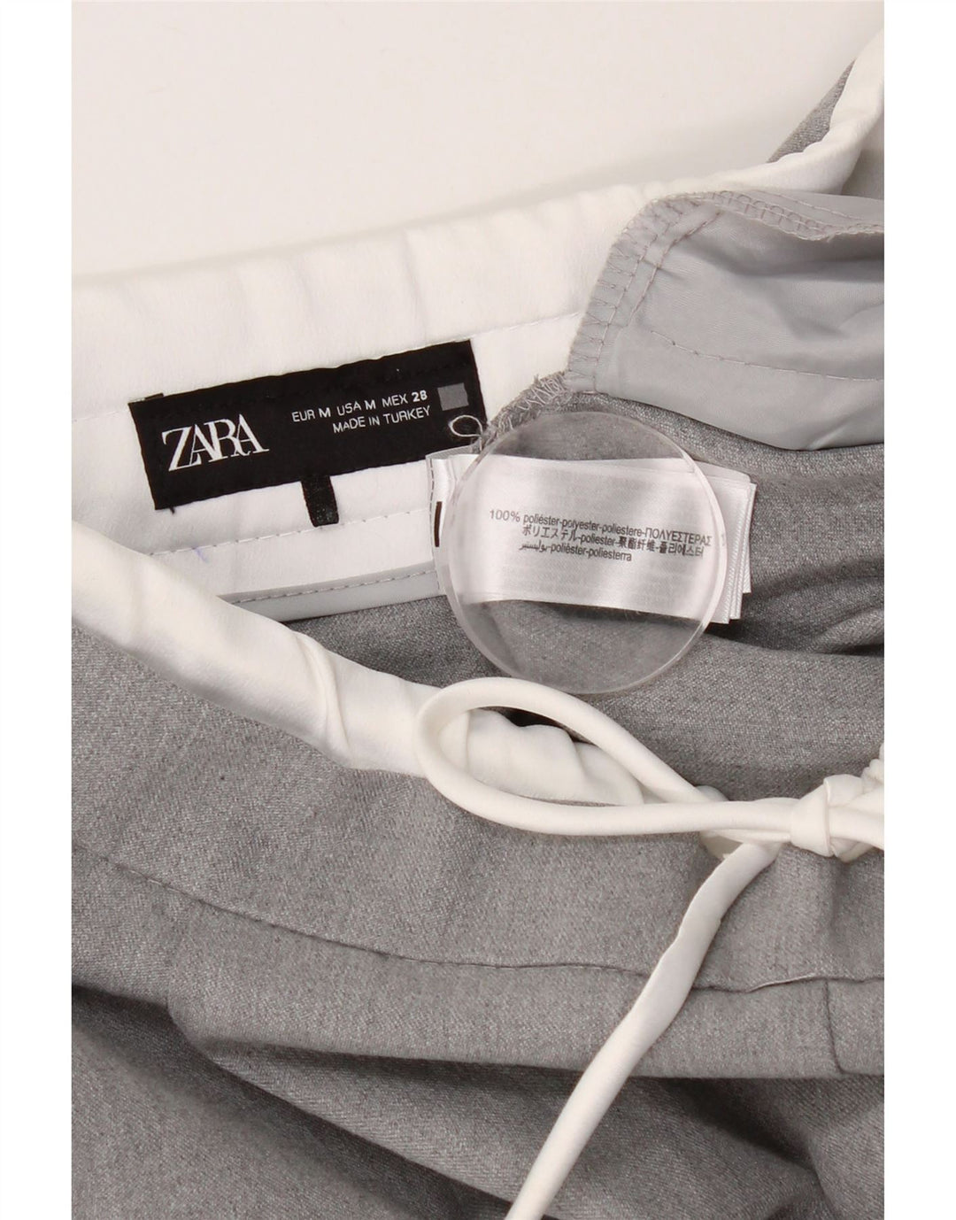 Damskie spodnie chino ZARA, średnie W30 L28, szary poliester