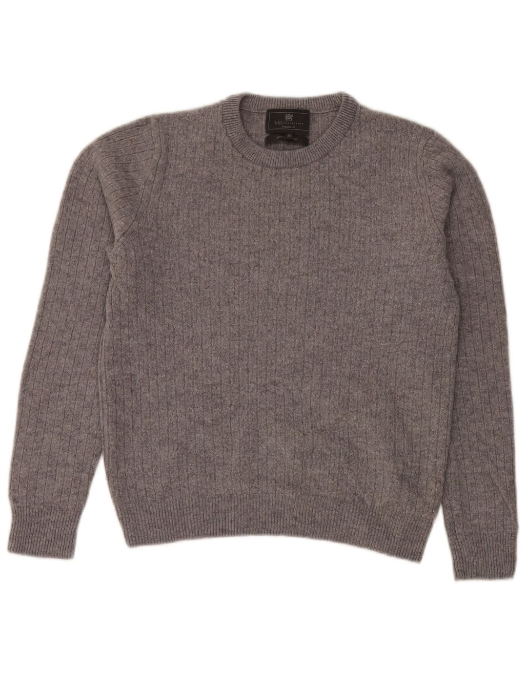 Marks & Spencer Damski sweter z okrągłym dekoltem, UK 14, średni szary