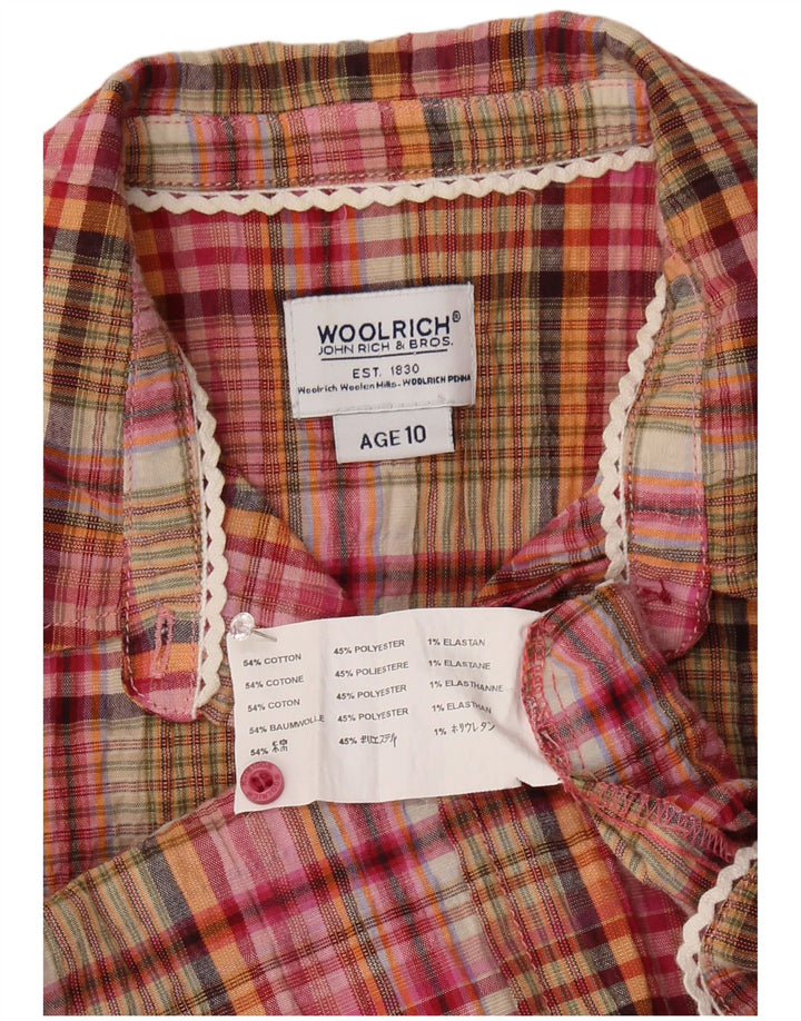 Koszula dziewczęca z krótkim rękawem Woolrich 9-10 lat, wielokolorowa, bawełniana w kratę