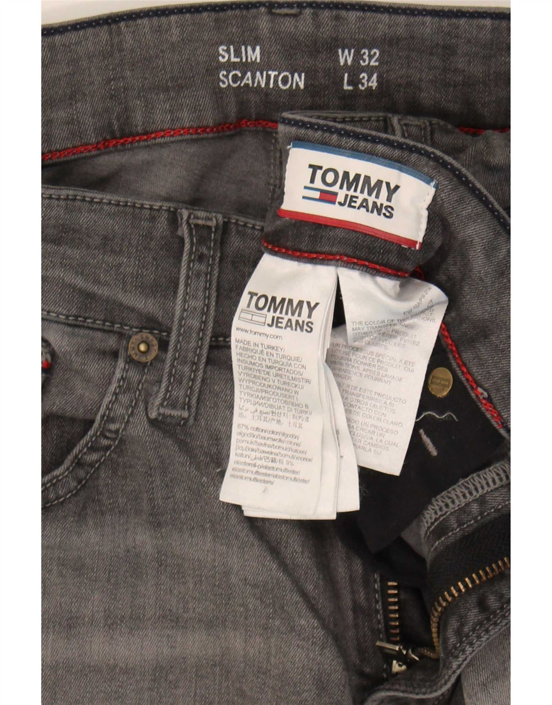 Damskie dżinsy Tommy Hilfiger Scanton Slim W32 L34 Szara bawełna