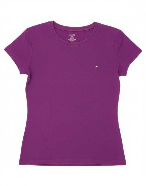 T-shirt damski Tommy Hilfiger Top UK 12, średni fiolet, bawełna