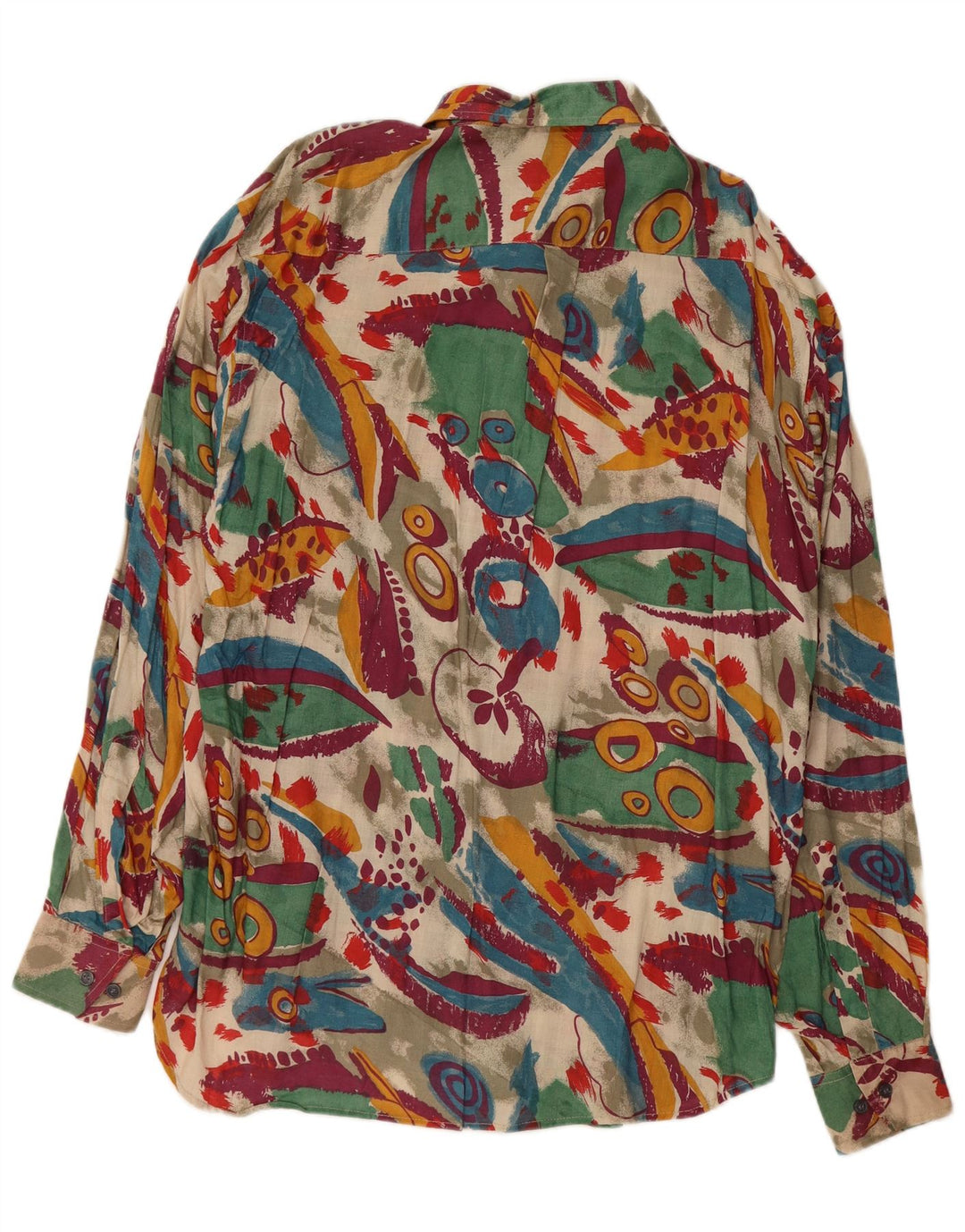 Koszula męska VINTAGE w abstrakcyjny wzór, rozmiar 41/42, duża wielobarwna wiskoza