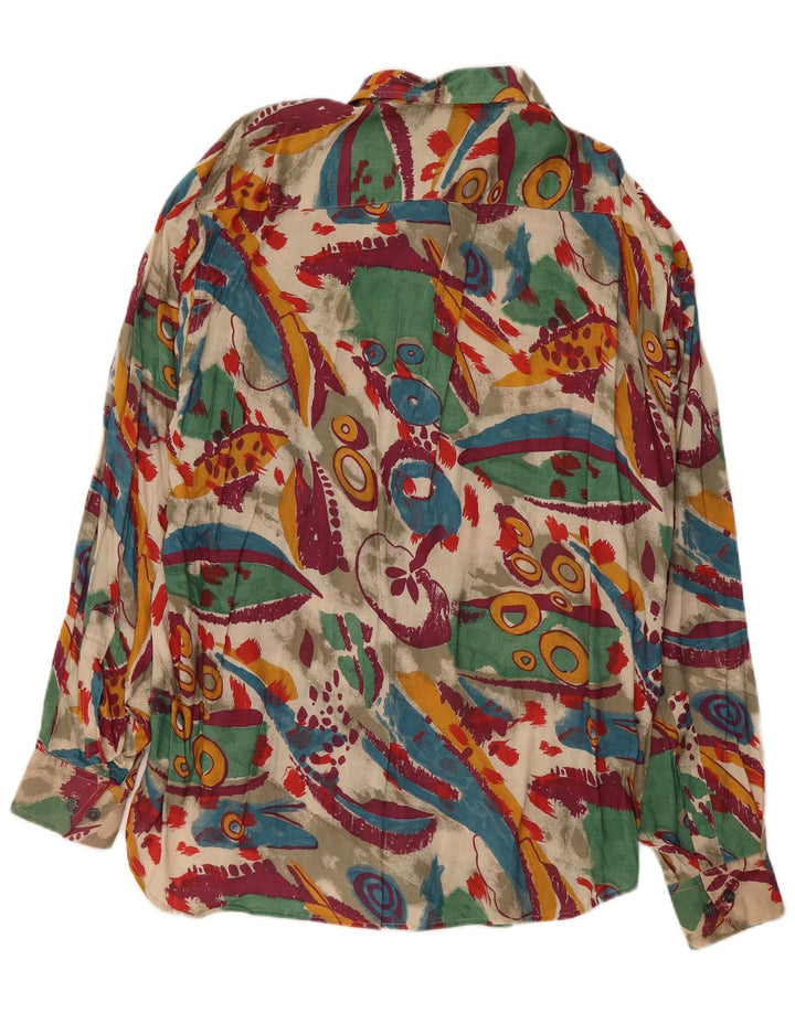 Koszula męska VINTAGE w abstrakcyjny wzór, rozmiar 41/42, duża wielobarwna wiskoza