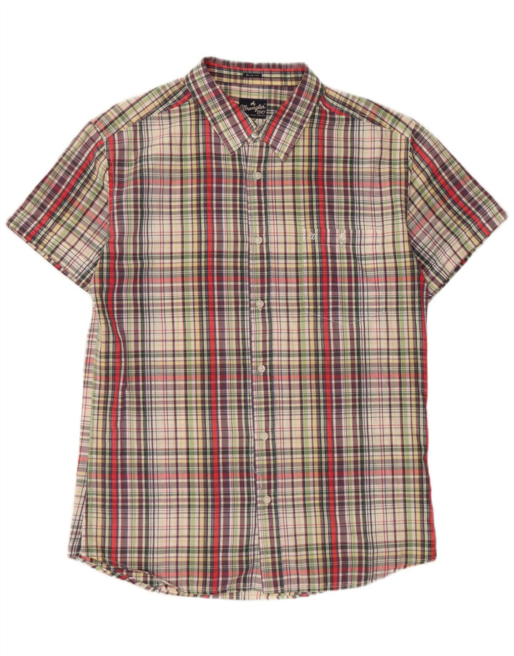 Męska koszula z krótkim rękawem Wrangler Slim Fit w wielobarwną kratkę, bawełniana