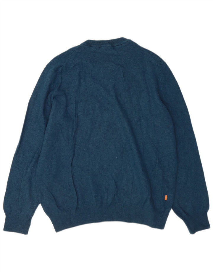 Męski sweter Timberland z okrągłym dekoltem, duży, niebieski, wełniany