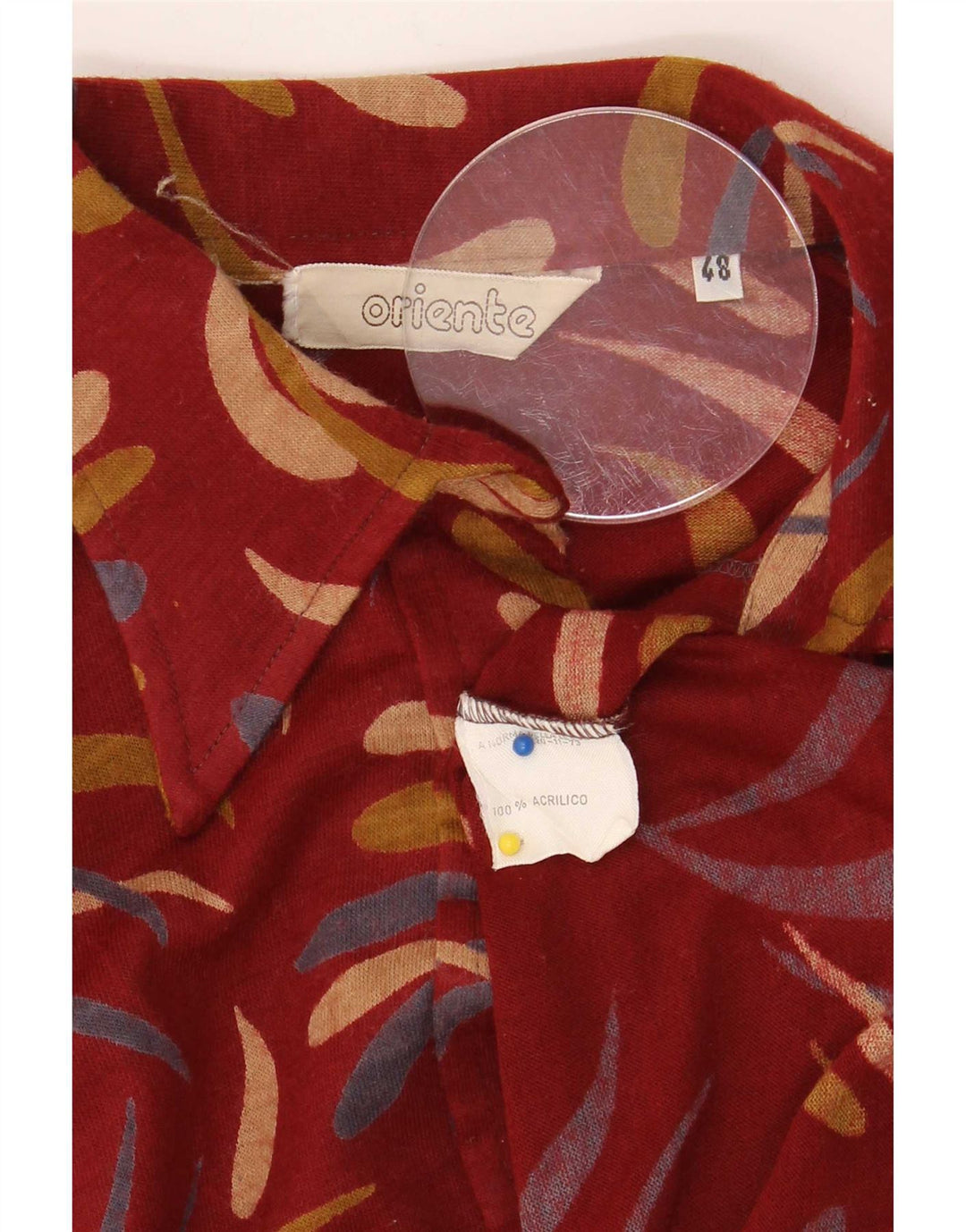 Koszula damska w stylu vintage w abstrakcyjny wzór IT 48 XL, czerwona akrylowa