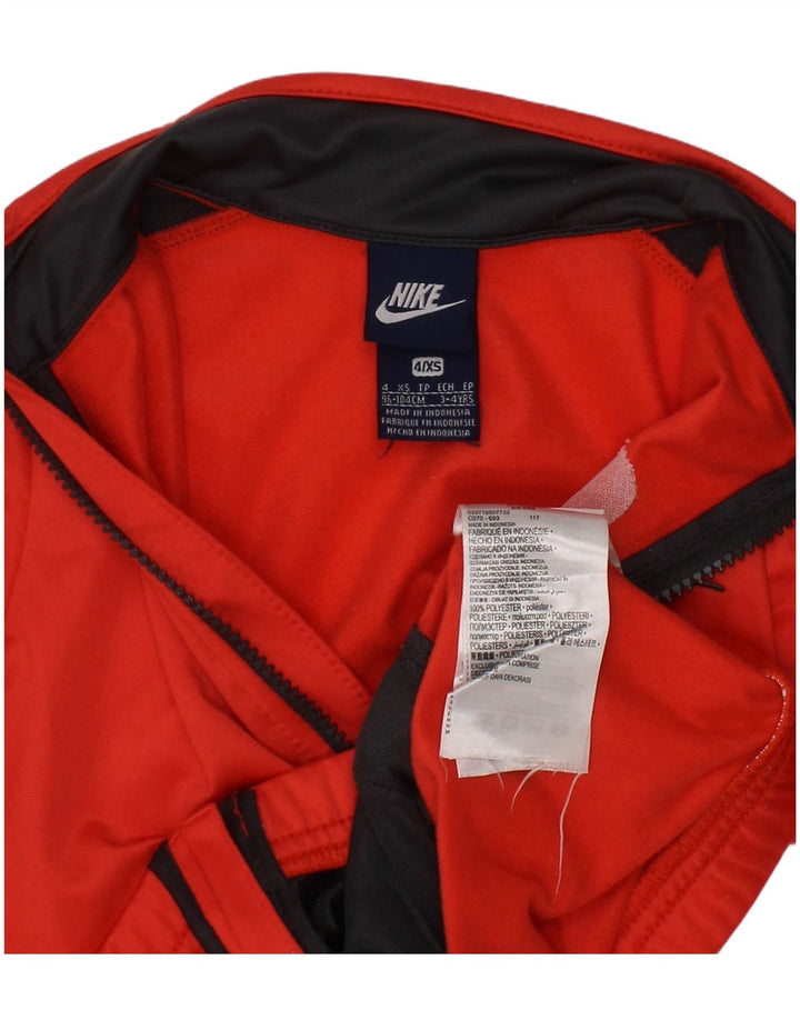 NIKE Boys Tracksuit Top Jacket 3-4 Years XS Red Colourblock Polyester