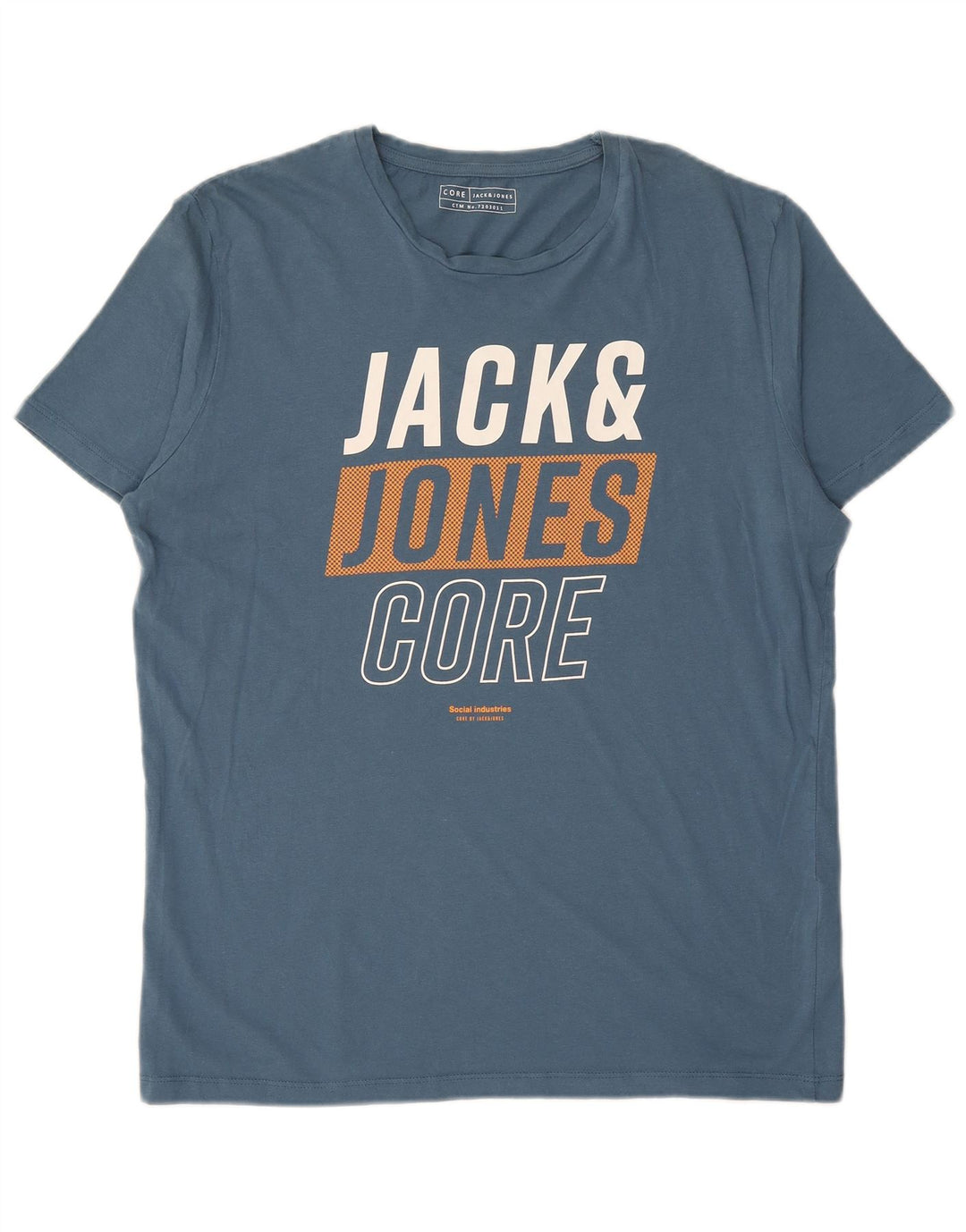 Męska koszulka z grafiką JACK & JONES, XL, niebieska, bawełniana