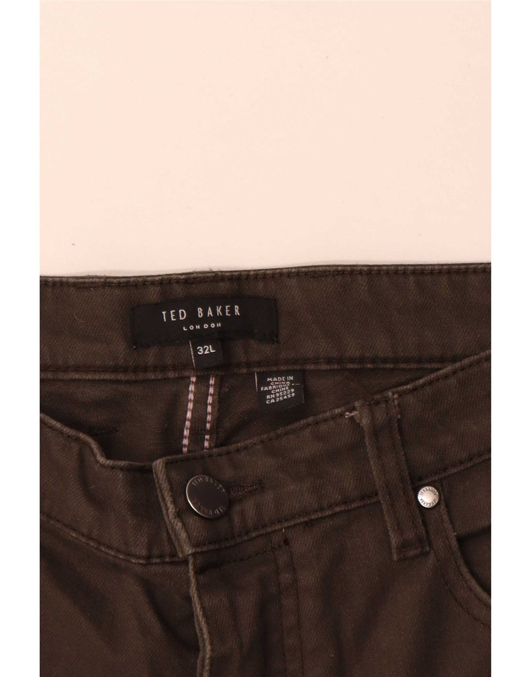 Męskie spodnie typu slim casual Ted Baker W32 L31, bawełna khaki