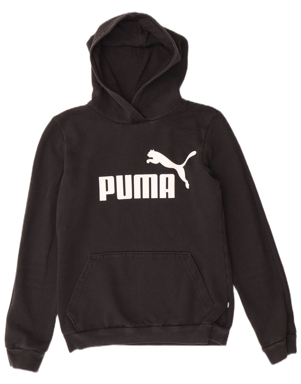 Dziewczęcy sweter z kapturem i grafiką PUMA, 13-14 lat, czarna bawełna