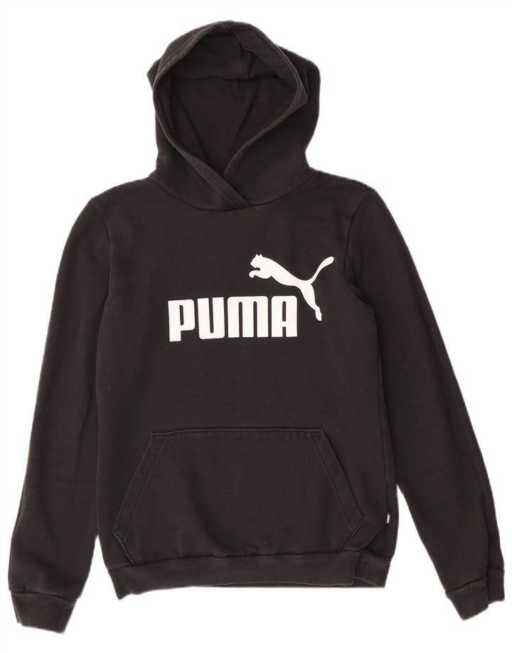 Dziewczęcy sweter z kapturem i grafiką PUMA, 13-14 lat, czarna bawełna
