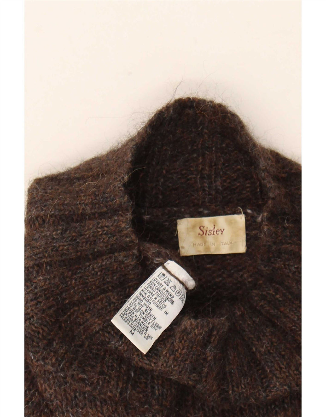 Sweter damski Sisley z golfem UK 14 Średni brąz Fair Isle