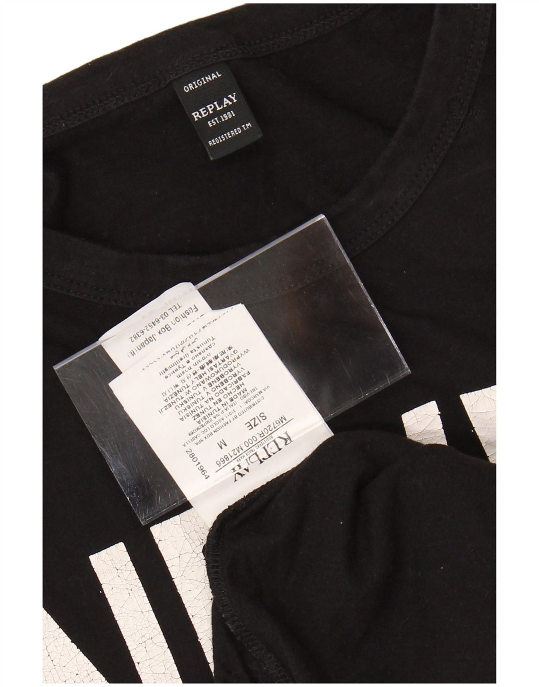 Męska koszulka z grafiką REPLAY Top, średnia czarna, bawełniana