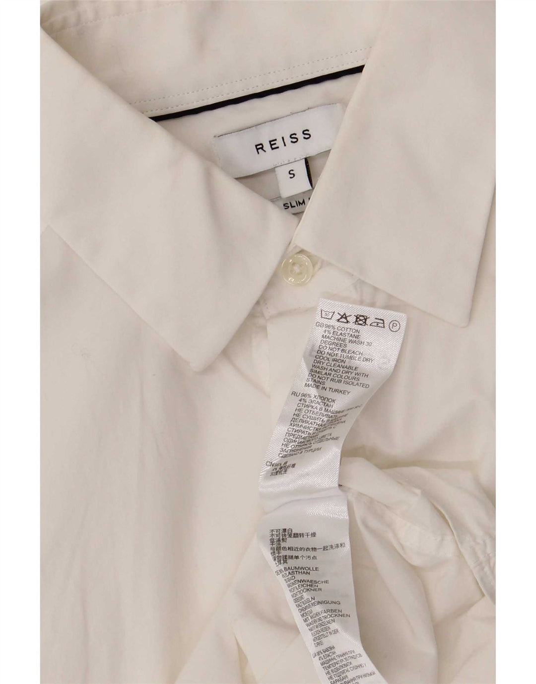 Koszula męska Reiss Slim Fit, mała, biała, bawełniana