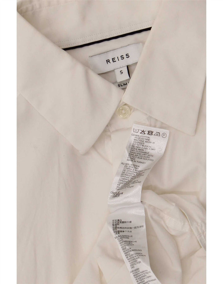 Koszula męska Reiss Slim Fit, mała, biała, bawełniana