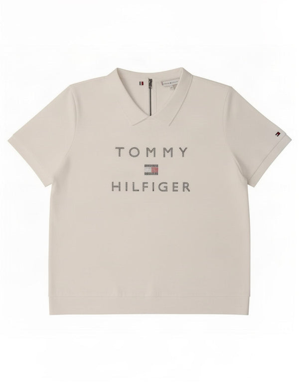 Damska graficzna koszulka polo Tommy Hilfiger UK 20 2XL biała