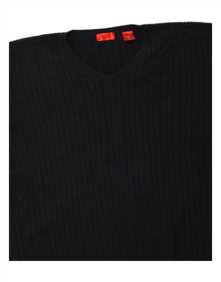 IZOD Mens V-Neck Jumper Sweater XL Black Cotton Vintage Izod and Second-Hand Izod from Messina Hembry 