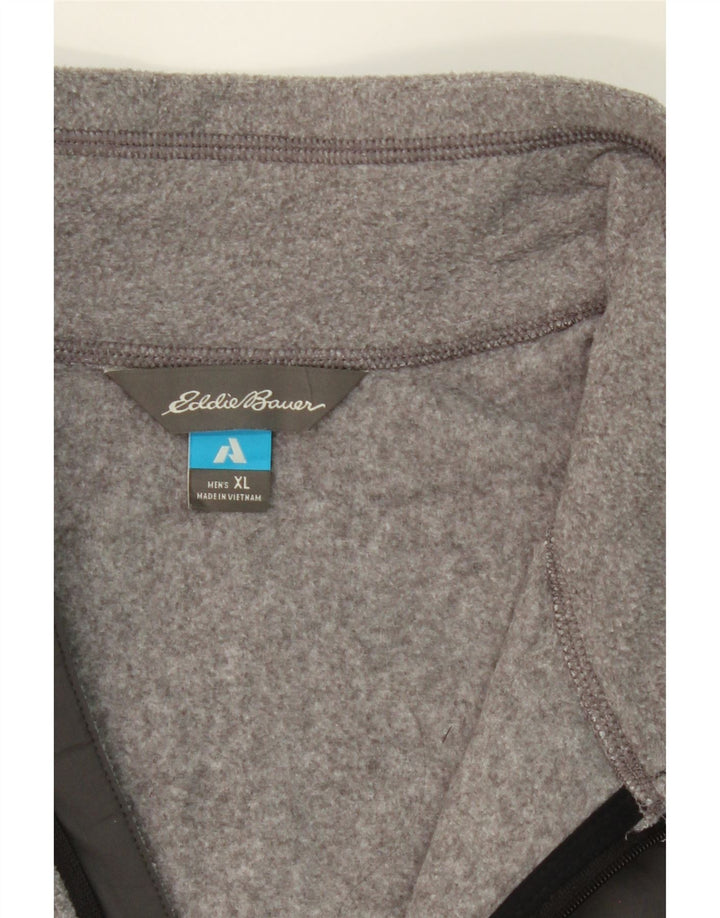 EDDIE BAUER Mens Zip Neck Fleece Jumper XL Grey Colourblock Polyester Vintage Eddie Bauer and Second-Hand Eddie Bauer from Messina Hembry 