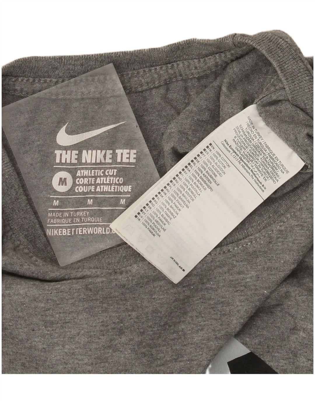 Męski T-shirt Nike Athletic Cut Graphic Top, średnia szara bawełniana nakrapiana