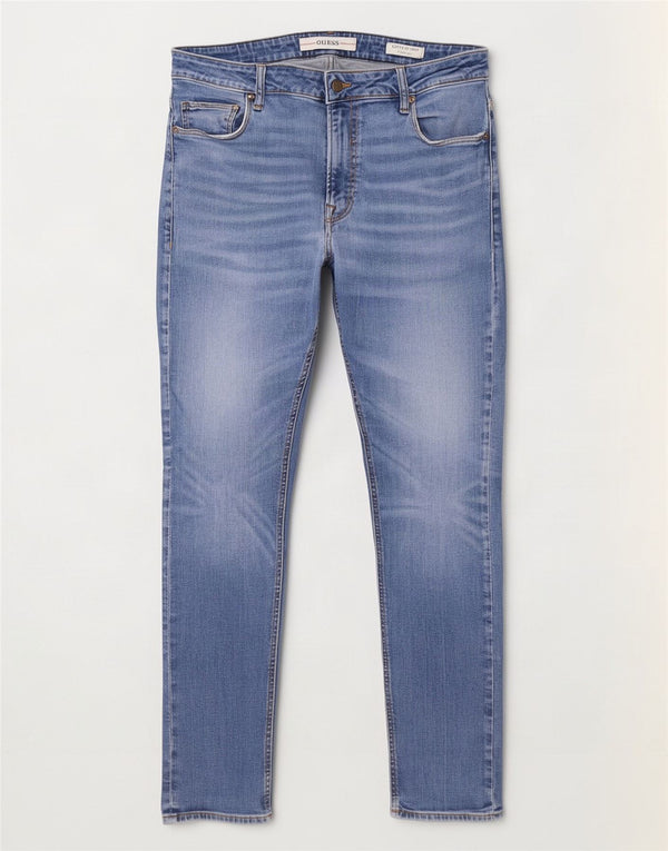 Guess Męskie Chris Super Skinny Jeans W38 L32 Niebieskie bawełniane