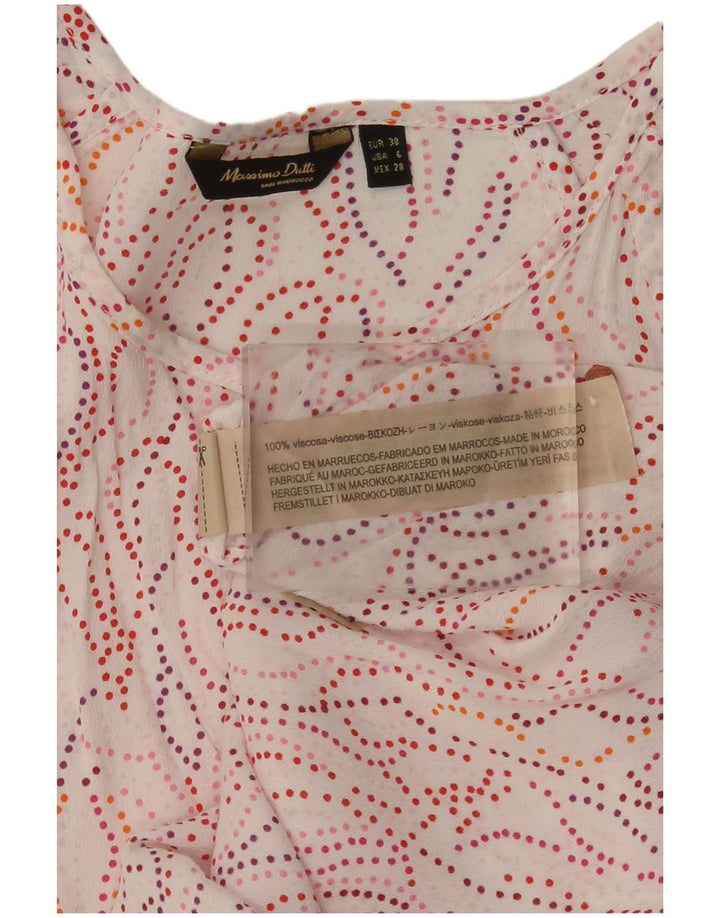 Damska bluzka Massimo Dutti w abstrakcyjny wzór, EU 38 Small, biała wiskoza