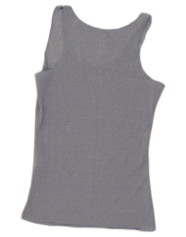 Nowa kolekcja damska bluzka bez rękawów Top UK 8 Small Blue Flecked Lurex