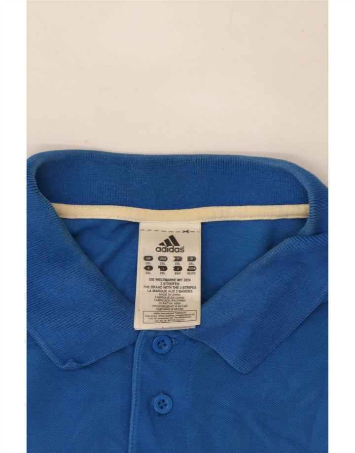 Koszulka polo męska Adidas 2XL, niebieska, bawełna