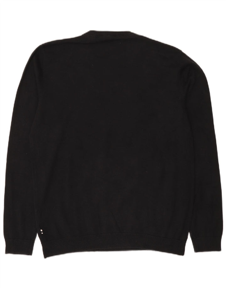 Męski sweter Jack & Jones z dekoltem w kształcie litery V, duży, czarny, bawełniany