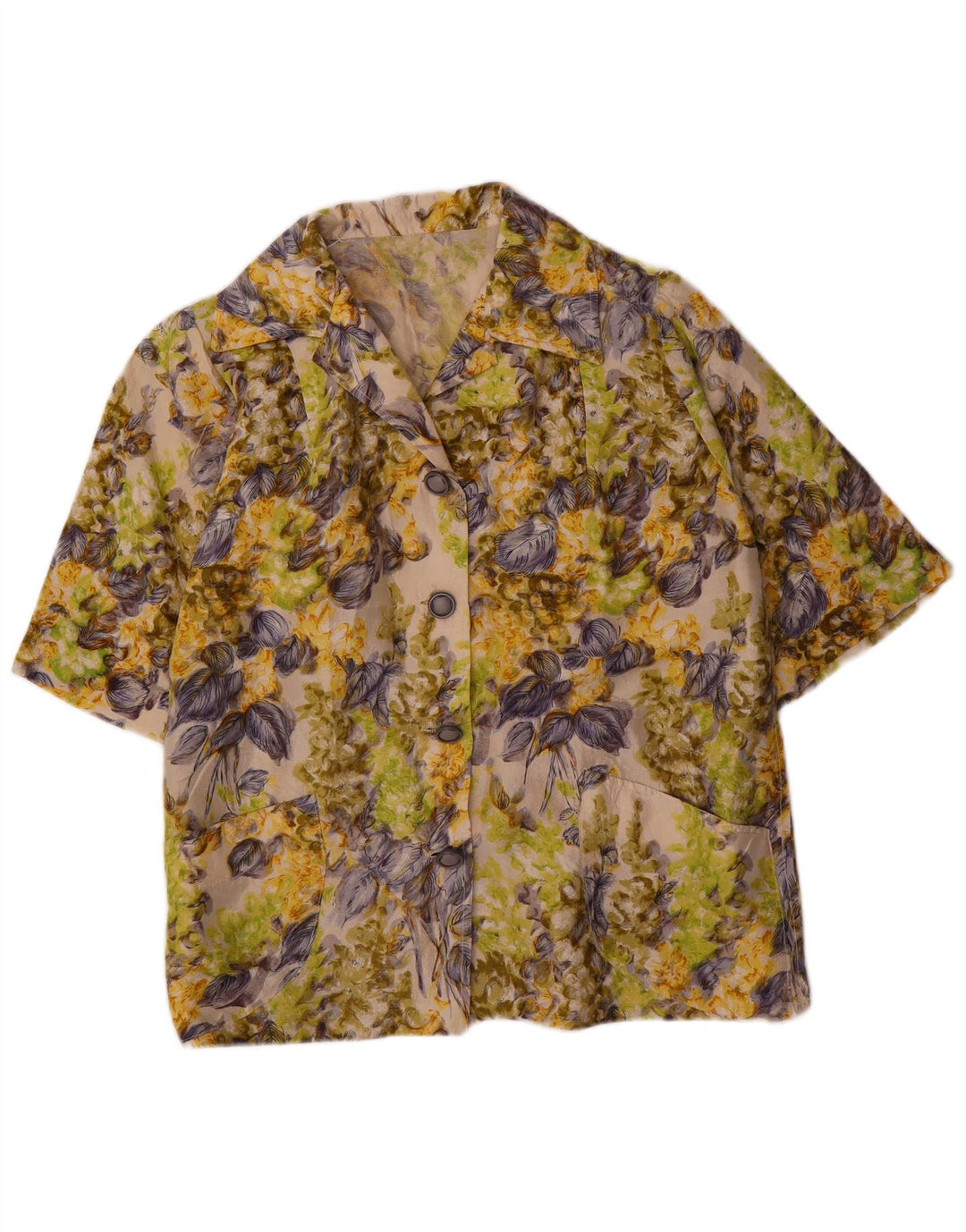 Damska marynarka VINTAGE zapinana na 4 guziki UK 16, duża, wielobarwna w kwiaty